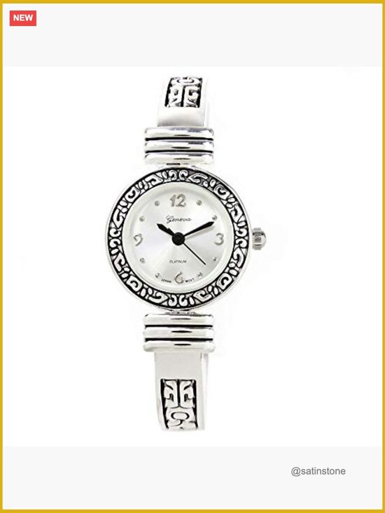 Silver Bangle Cuff Watch with Crystal Western Style main image 4